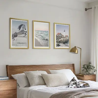 Set tablouri pentru dormitor cu peisaj marin la farul de pe plaja cailor