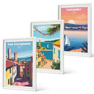 Set de tablouri decorative cu peisaje urbane italiene