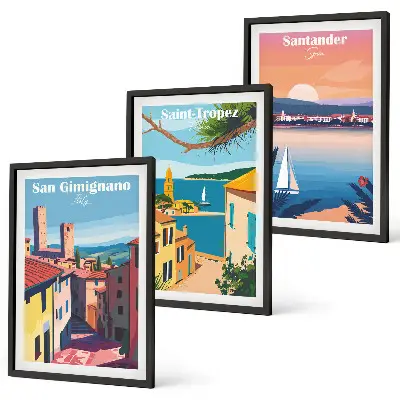 Set de tablouri decorative cu peisaje urbane italiene