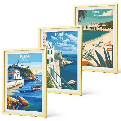 Set de tablouri pentru dormitor cu peisaje costiere turistice