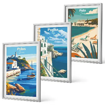 Set de tablouri pentru dormitor cu peisaje costiere turistice