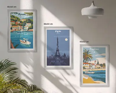Set tablouri decorative cu orașe de coastă și arhitectură