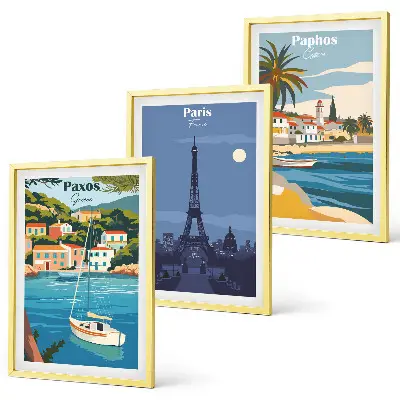 Set tablouri decorative cu orașe de coastă și arhitectură