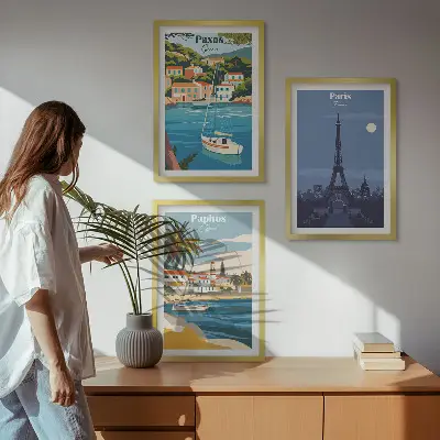 Set tablouri decorative cu orașe de coastă și arhitectură