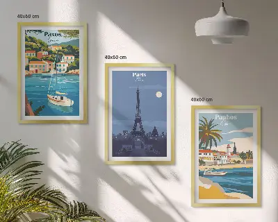 Set tablouri decorative cu orașe de coastă și arhitectură