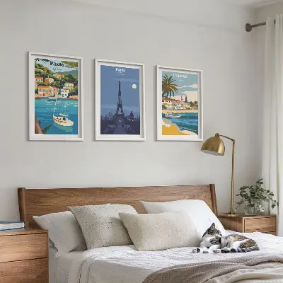 Set tablouri decorative cu orașe de coastă și arhitectură