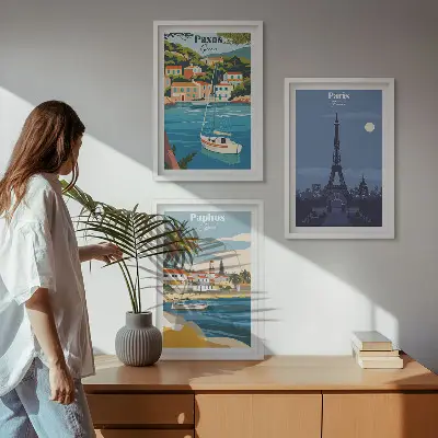 Set tablouri decorative cu orașe de coastă și arhitectură