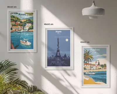 Set tablouri decorative cu orașe de coastă și arhitectură