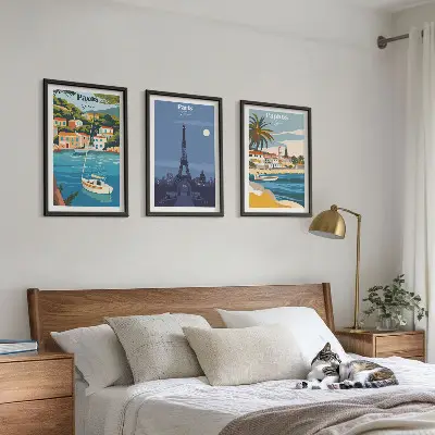 Set tablouri decorative cu orașe de coastă și arhitectură