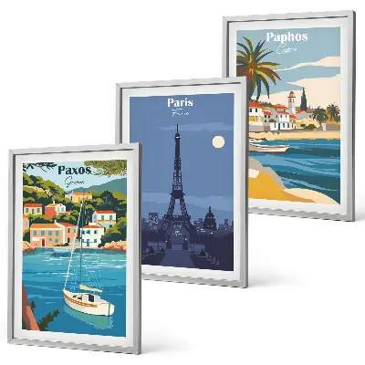 Set tablouri decorative cu orașe de coastă și arhitectură