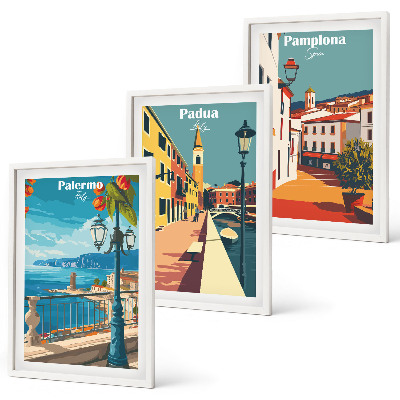 Set tablouri pentru dormitor Ilustrații retro ale orașului