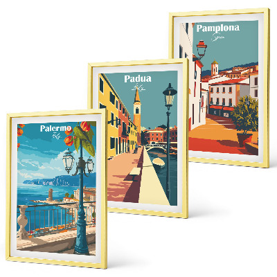 Set tablouri pentru dormitor Ilustrații retro ale orașului
