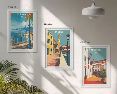 Set tablouri pentru dormitor ilustrații retro reprezentând orașul