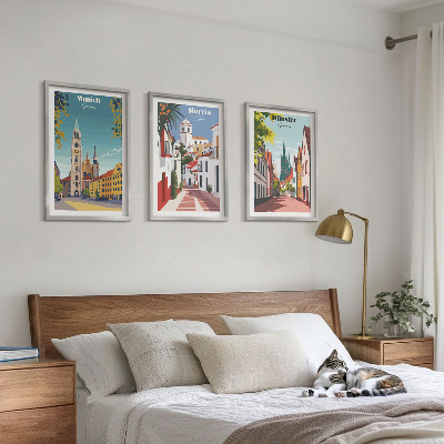 Set tablouri decorative Orașe europene în desene colorate