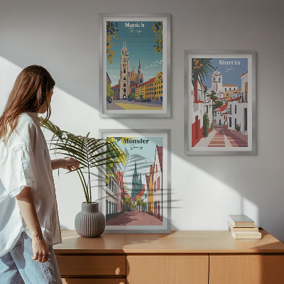 Set tablouri decorative Orașe europene în desene colorate