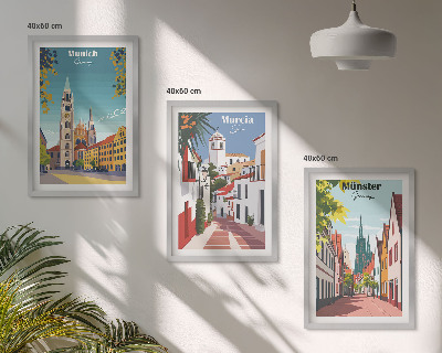 Set tablouri decorative Orașe europene în desene colorate
