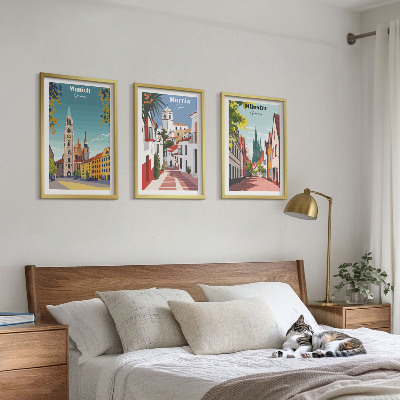 Set tablouri decorative Orașe europene în desene colorate