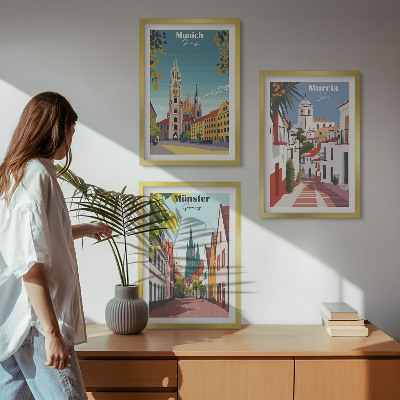 Set tablouri decorative Orașe europene în desene colorate