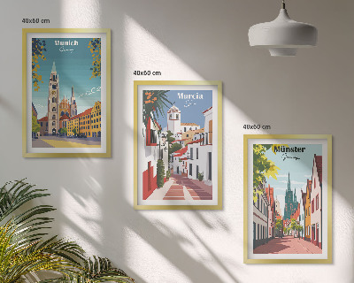 Set tablouri decorative Orașe europene în desene colorate