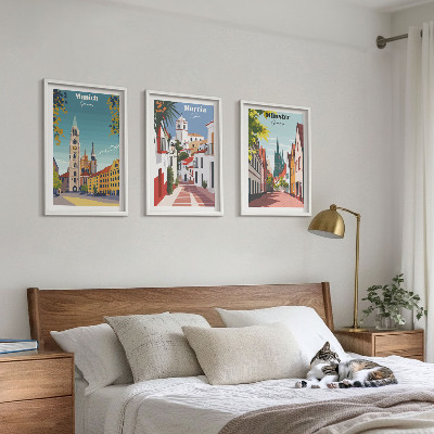Set tablouri decorative Orașe europene în desene colorate