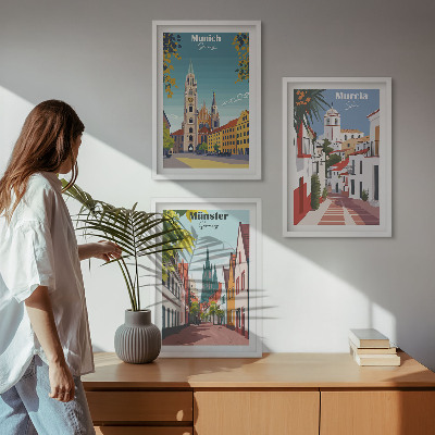 Set tablouri decorative Orașe europene în desene colorate