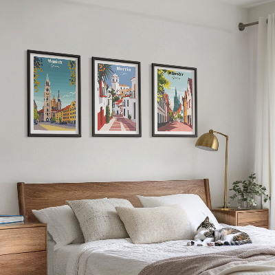 Set tablouri decorative Orașe europene în desene colorate
