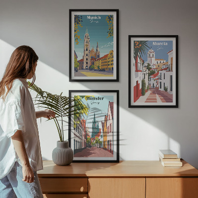 Set tablouri decorative Orașe europene în desene colorate