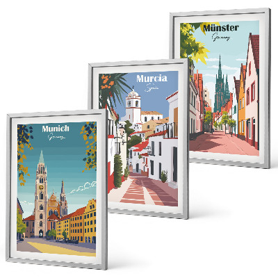 Set tablouri decorative Orașe europene în desene colorate