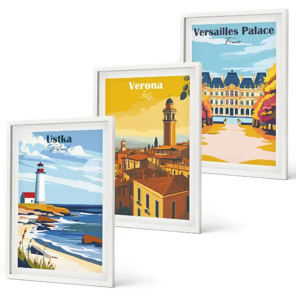 Set de tablouri pentru dormitor cu vederi ale peisajelor marine urbane