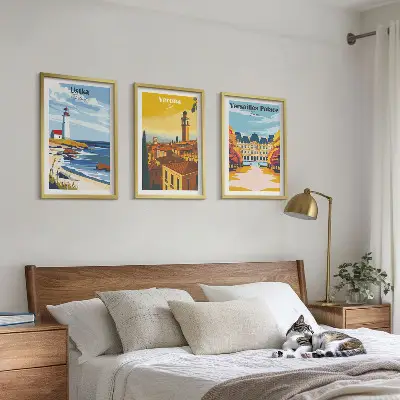 Set de tablouri pentru dormitor cu vederi ale peisajelor marine urbane