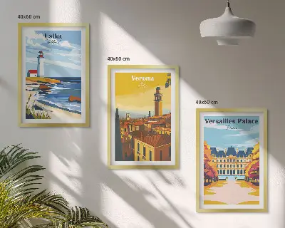 Set de tablouri pentru dormitor cu vederi ale peisajelor marine urbane