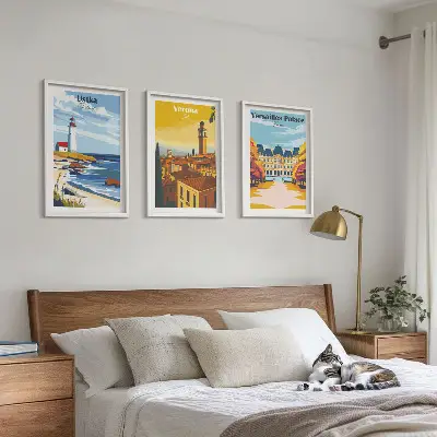 Set de tablouri pentru dormitor cu vederi ale peisajelor marine urbane