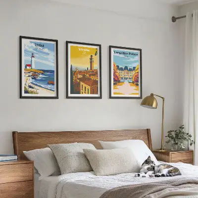 Set de tablouri pentru dormitor cu vederi ale peisajelor marine urbane