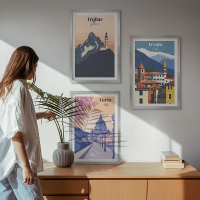 Set tablouri decorative Ilustrații retro de arhitectură montană