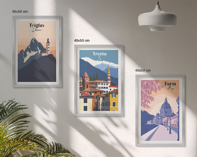 Set tablouri decorative Ilustrații retro de arhitectură montană