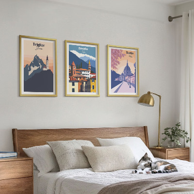 Set tablouri decorative Ilustrații retro de arhitectură montană