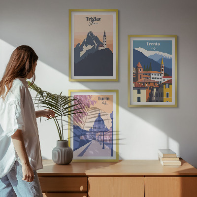 Set tablouri decorative Ilustrații retro de arhitectură montană
