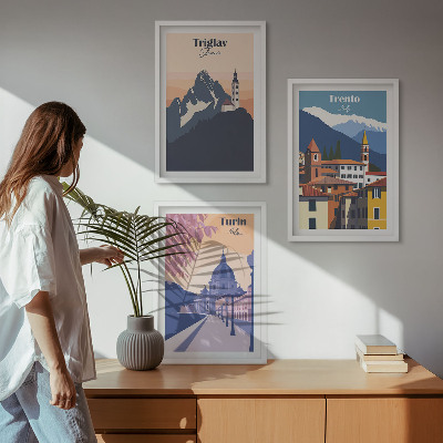 Set tablouri decorative Ilustrații retro de arhitectură montană