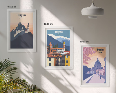 Set tablouri decorative Ilustrații retro de arhitectură montană