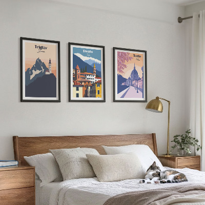 Set tablouri decorative Ilustrații retro de arhitectură montană