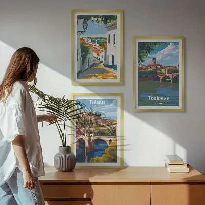 Set tablouri pentru dormitor grafică cu oraș în stil retro