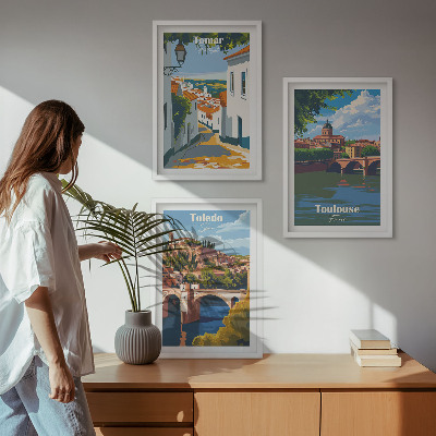 Set tablouri pentru dormitor Grafică retro a orașului