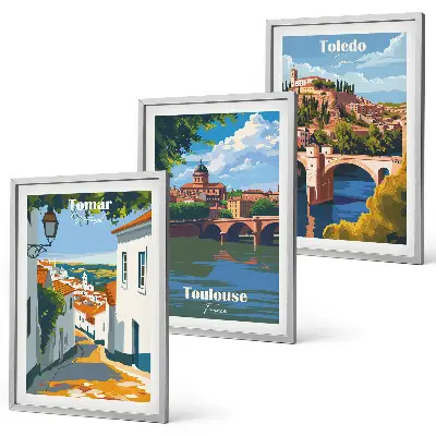 Set tablouri pentru dormitor grafică cu oraș în stil retro