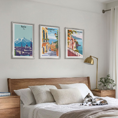 Set tablouri decorative Peisaje urbane retro colorate