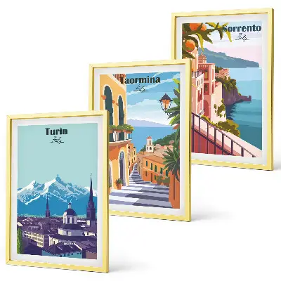Set de tablouri decorative cu peisaje urbane în stil retro colorat