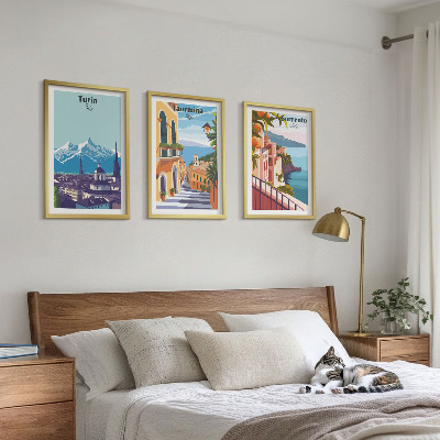 Set tablouri decorative Peisaje urbane retro colorate