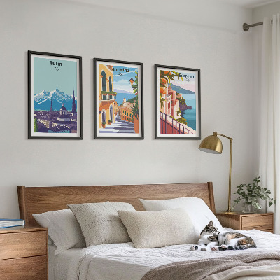 Set tablouri decorative Peisaje urbane retro colorate