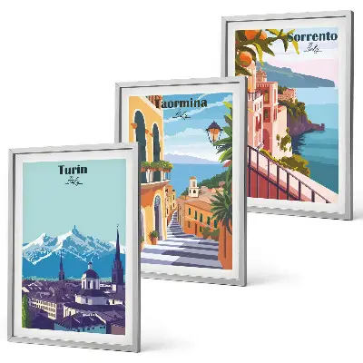 Set de tablouri decorative cu peisaje urbane în stil retro colorat