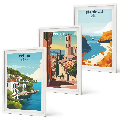 Set de tablouri pentru dormitor cu peisaje retro pitorești
