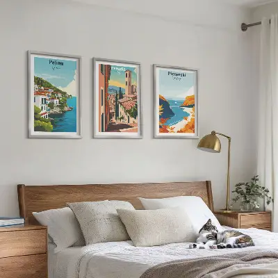 Set de tablouri pentru dormitor cu peisaje retro pitorești